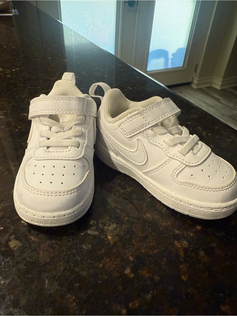 Nike Kids White Hook-and-Loop Sneakers with Swoosh